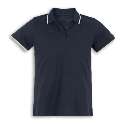 Mens Contrast Stripe Polo Navy White